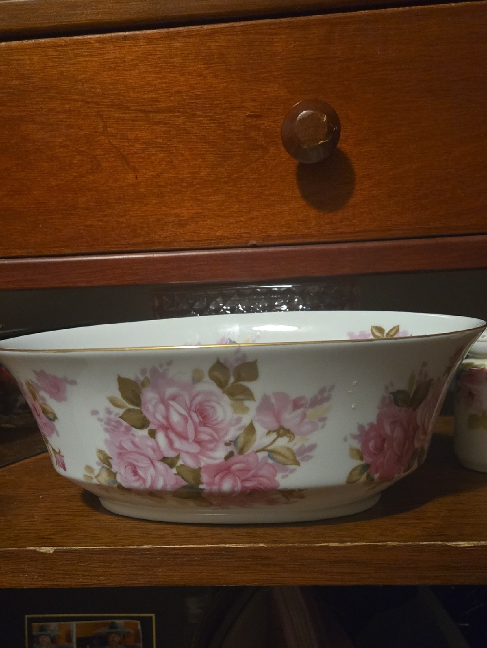 Andrea By Sadek Pink Rose Floral Porcelain Serving Bowl